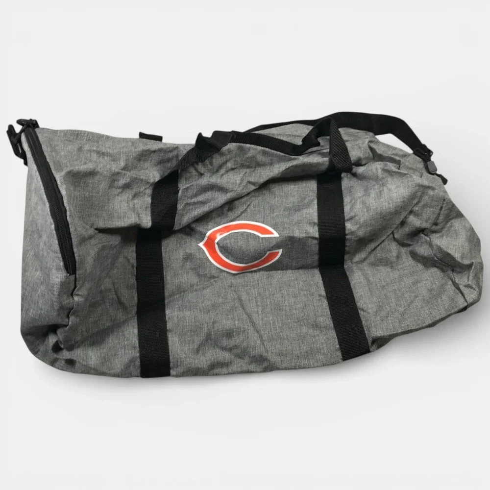 NFL Chicago Bears Gray Duffel Bag Zip Closure Shoulder Strap Handles 24